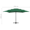 parasol med aluminiumsstang 4 niveauer 250x250 cm grøn