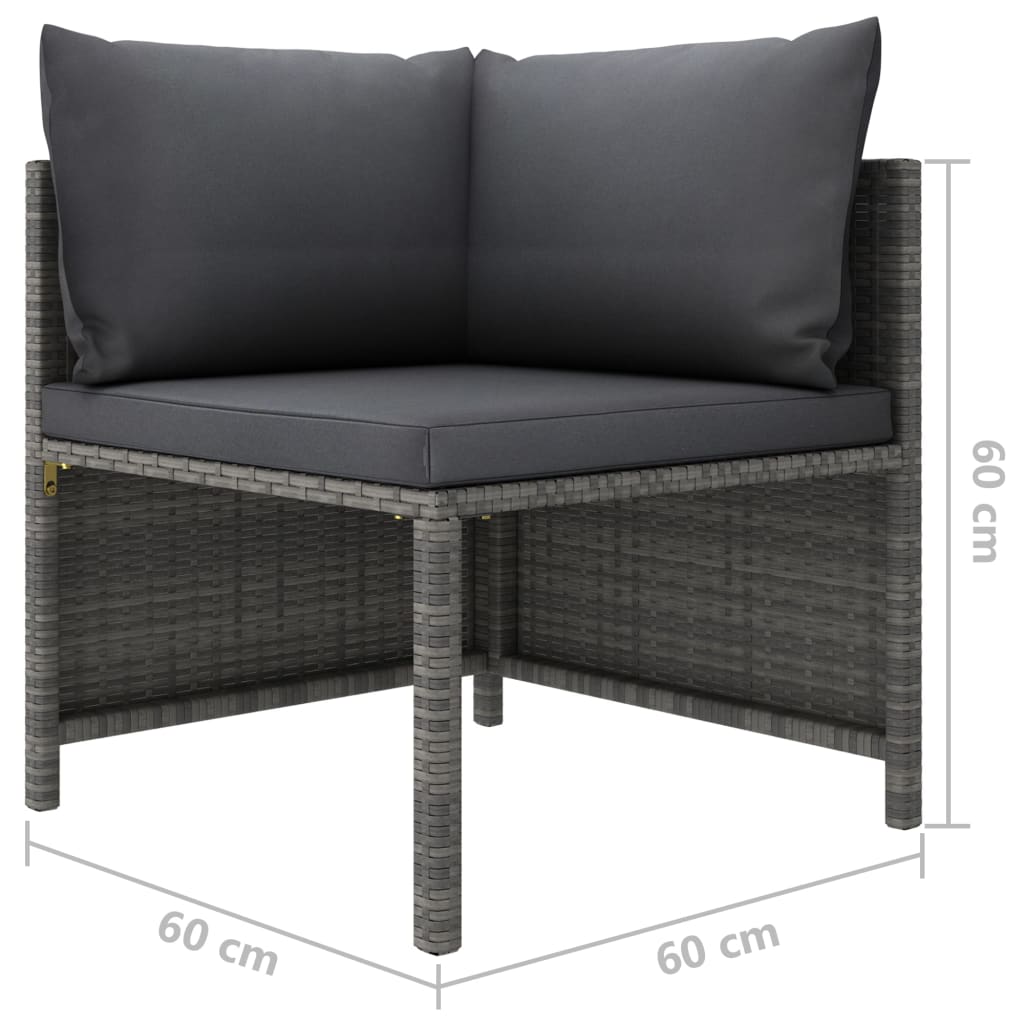 2-personers havesofa med hynder polyrattan grå