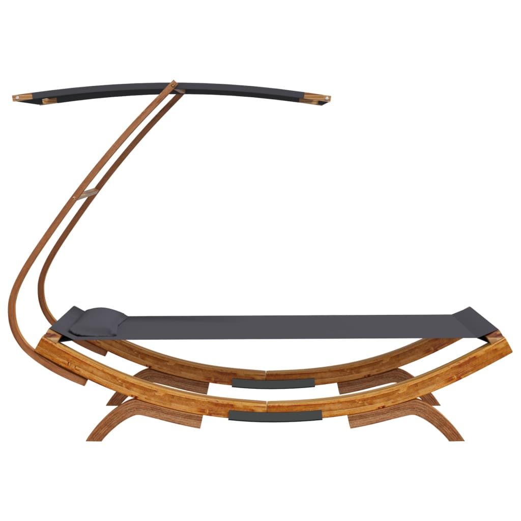 loungeseng med baldakin 100x190x134 cm bøjet træ antracitgrå