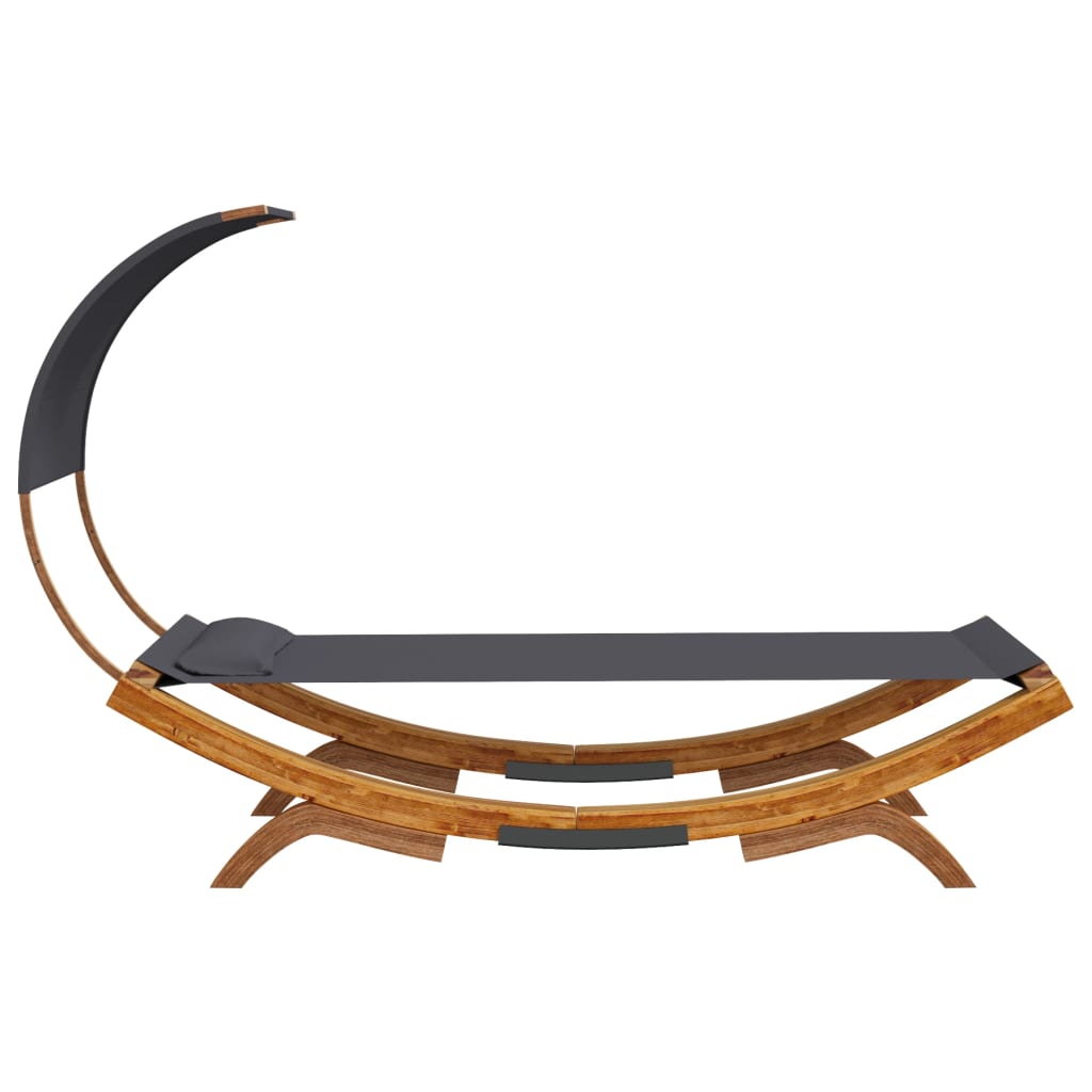 loungeseng med baldakin 100x200x126 cm bøjet træ antracitgrå