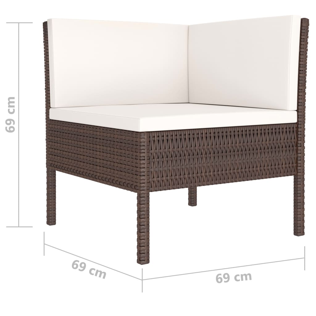 loungesæt til haven 4 dele med hynder polyrattan brun