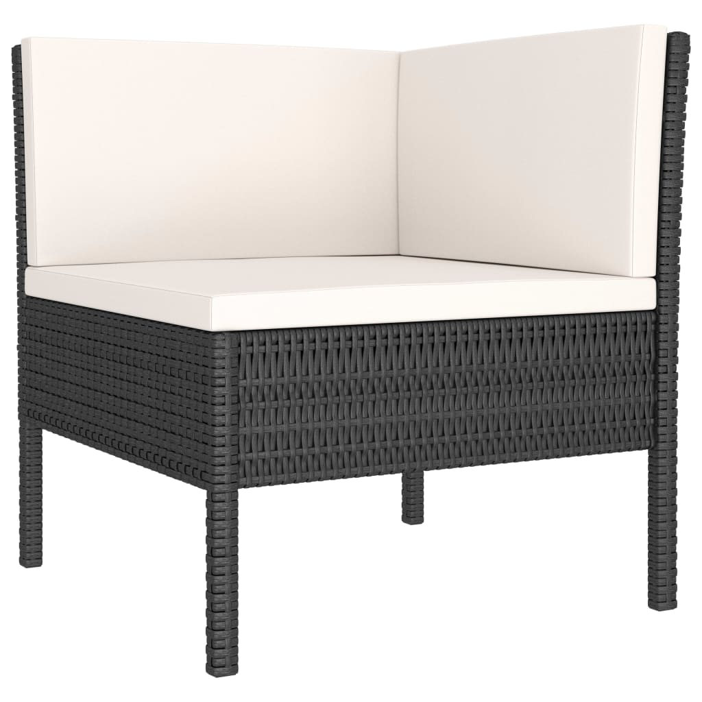 loungesæt til haven 4 dele med hynder polyrattan sort
