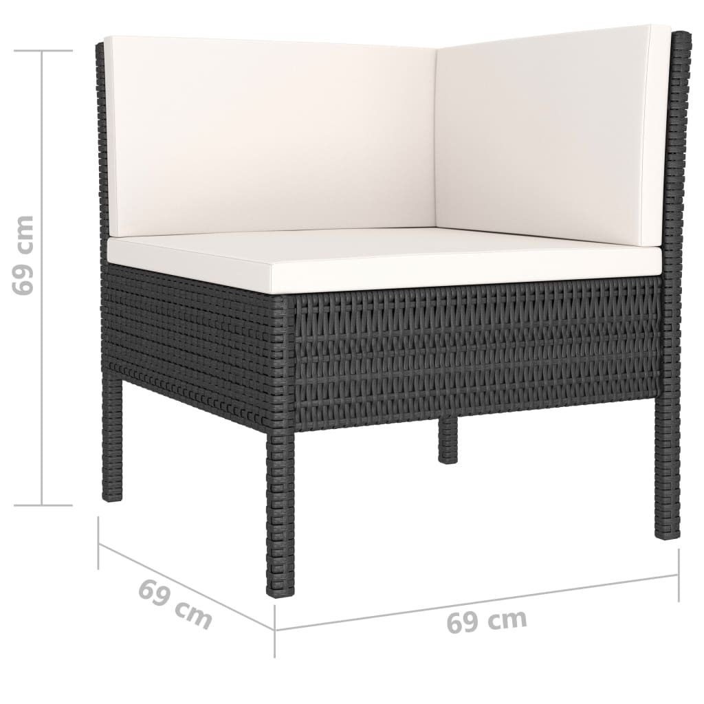 loungesæt til haven 4 dele med hynder polyrattan sort