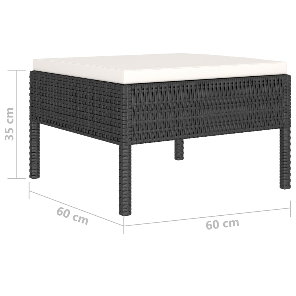 loungesæt til haven 4 dele med hynder polyrattan sort