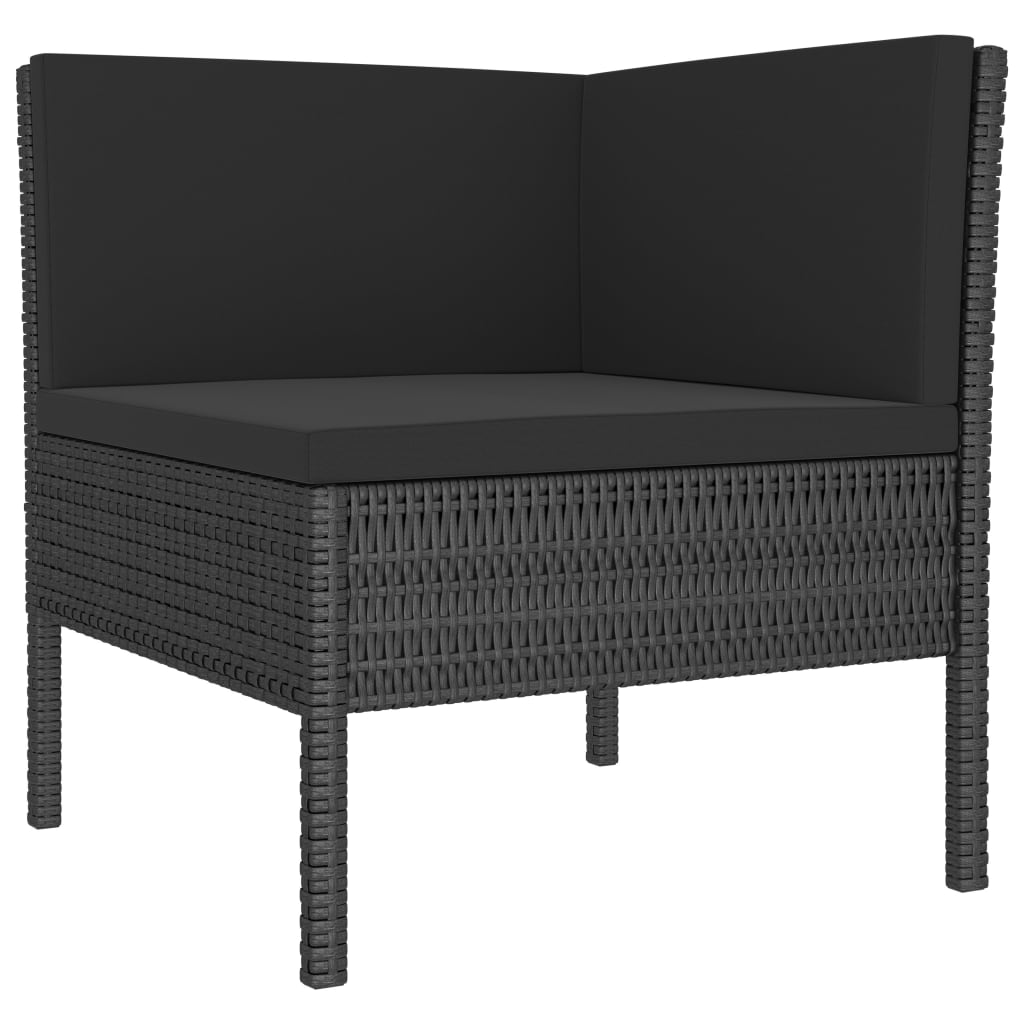 haveloungesæt 10 dele med hynder polyrattan sort
