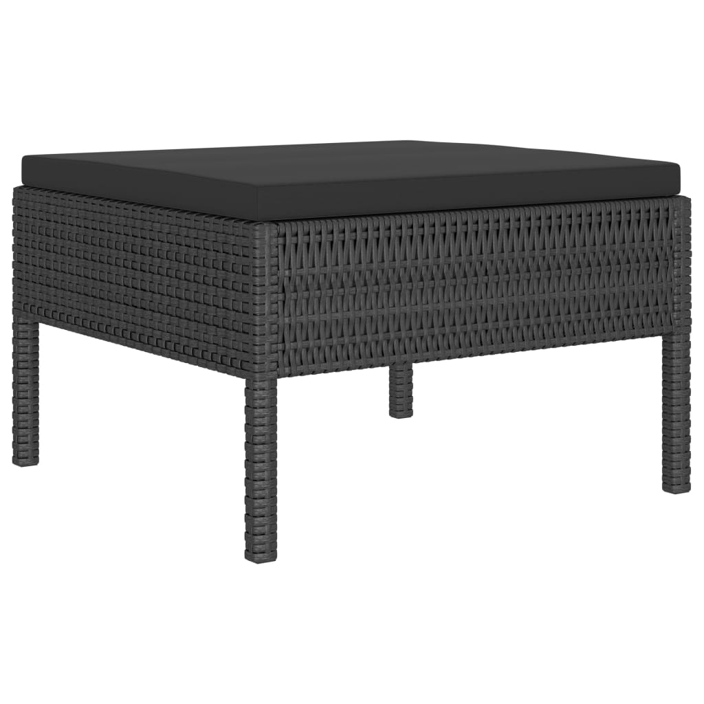 haveloungesæt 10 dele med hynder polyrattan sort