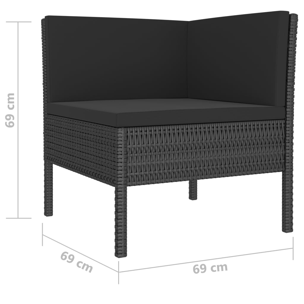 haveloungesæt 10 dele med hynder polyrattan sort