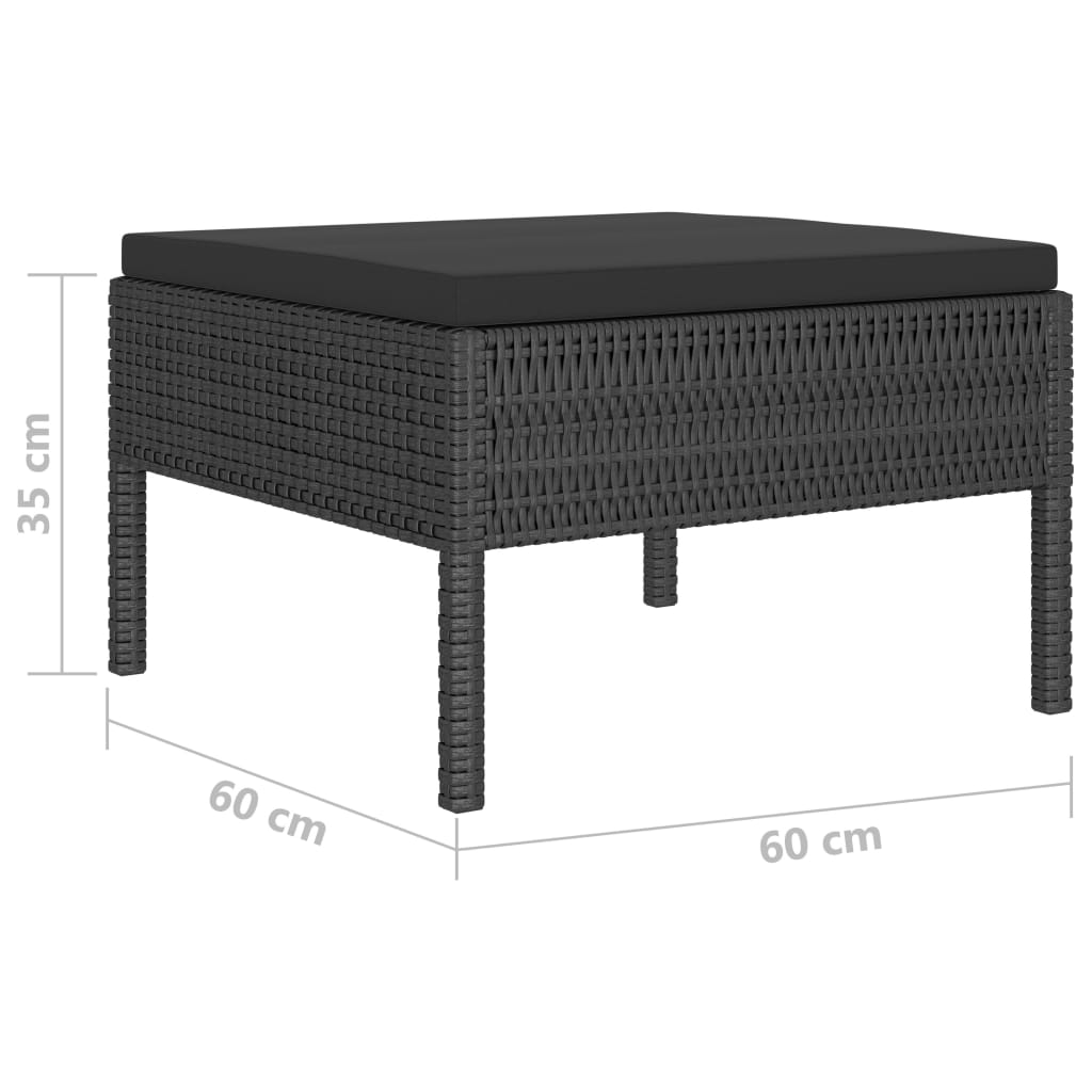 haveloungesæt 10 dele med hynder polyrattan sort