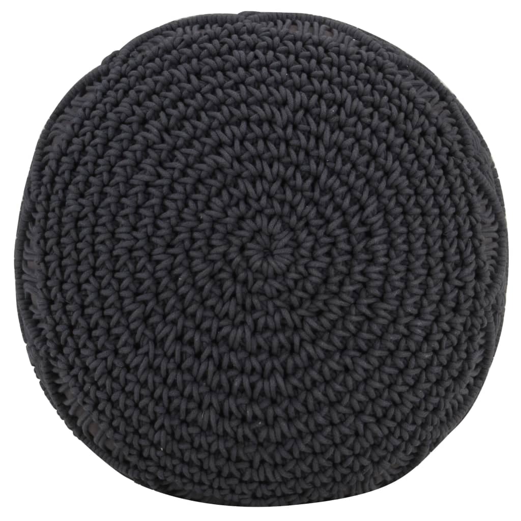 håndlavet macramépuf 45x30 cm bomuld antracitgrå