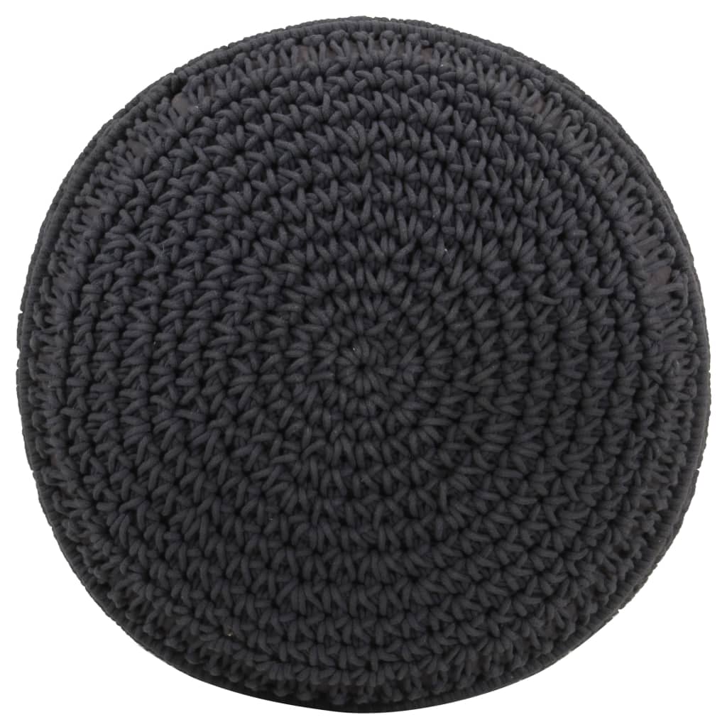 håndlavet macramépuf 45x30 cm bomuld antracitgrå