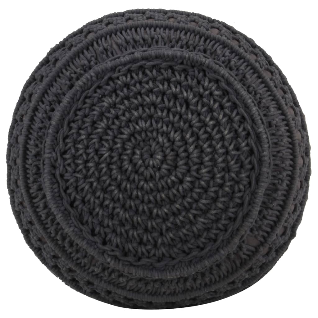 håndlavet macramépuf 45x30 cm bomuld antracitgrå