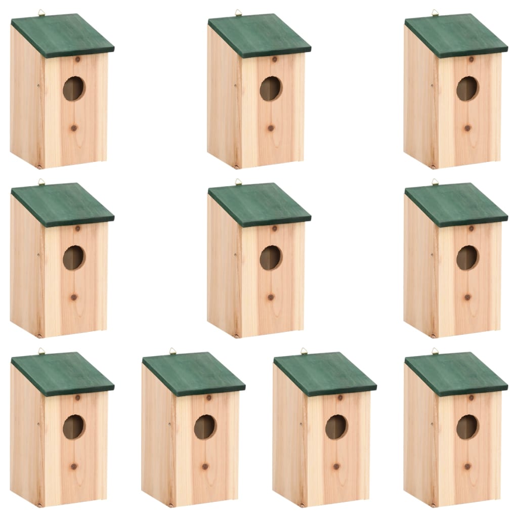 fuglehuse 10 stk. 12x12x22 cm massivt fyrretræ