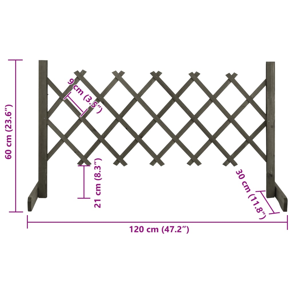 espalier til haven 120x60 cm massivt fyrretræ grå