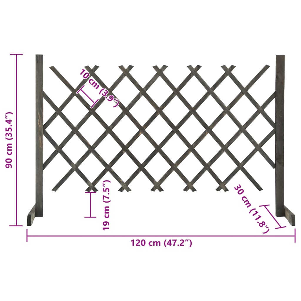 espalier til haven 120x90 cm massivt fyrretræ grå