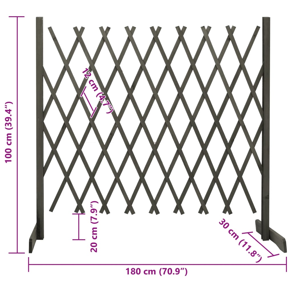 espalier til haven 180x100 cm massivt fyrretræ grå
