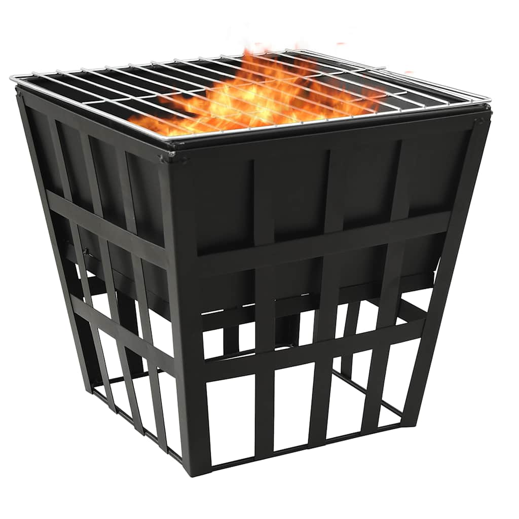 2-i-1 bålfad og grill 34x34x48 cm stål
