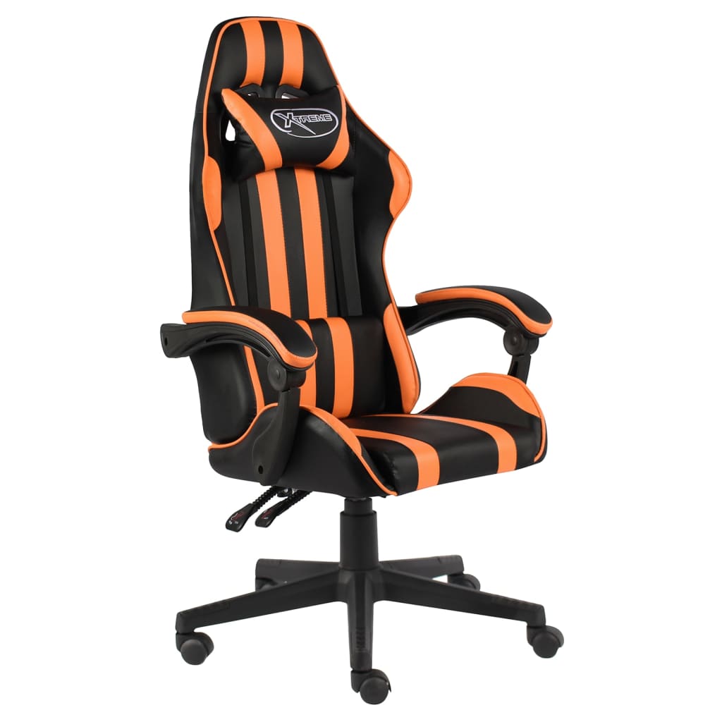 racerstol kunstlæder sort og orange