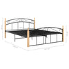 sengeramme 140x200 cm metal og massivt egetræ sort