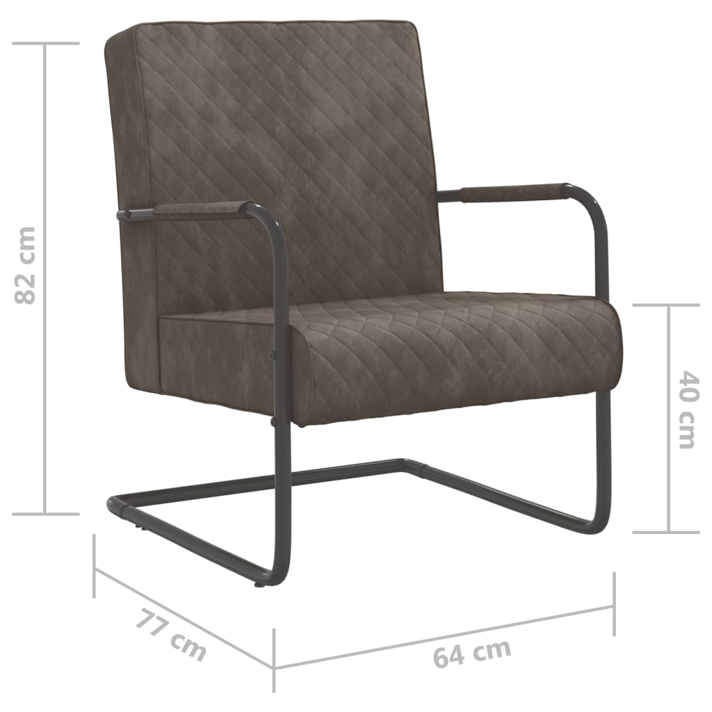 stol med cantilever fløjl lysegrå