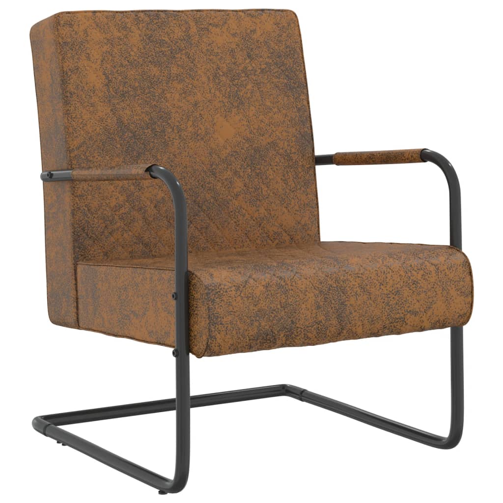 stol med cantilever stof brun