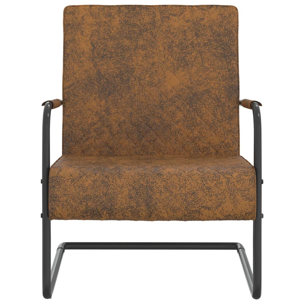 stol med cantilever stof brun