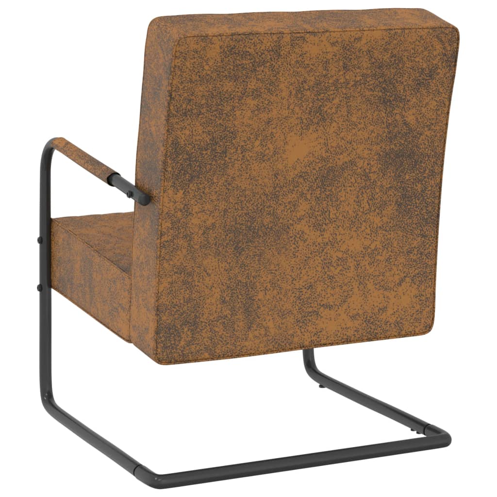 stol med cantilever stof brun