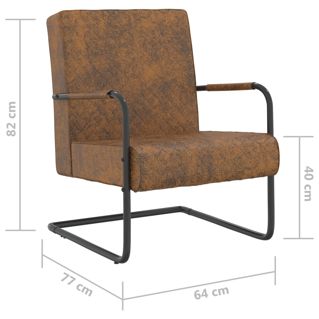 stol med cantilever stof brun