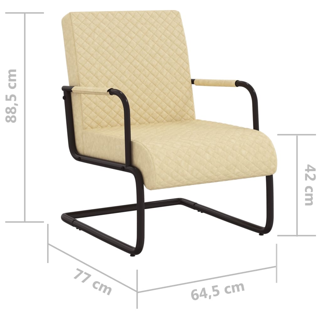 stol med cantilever kunstlæder cremefarvet