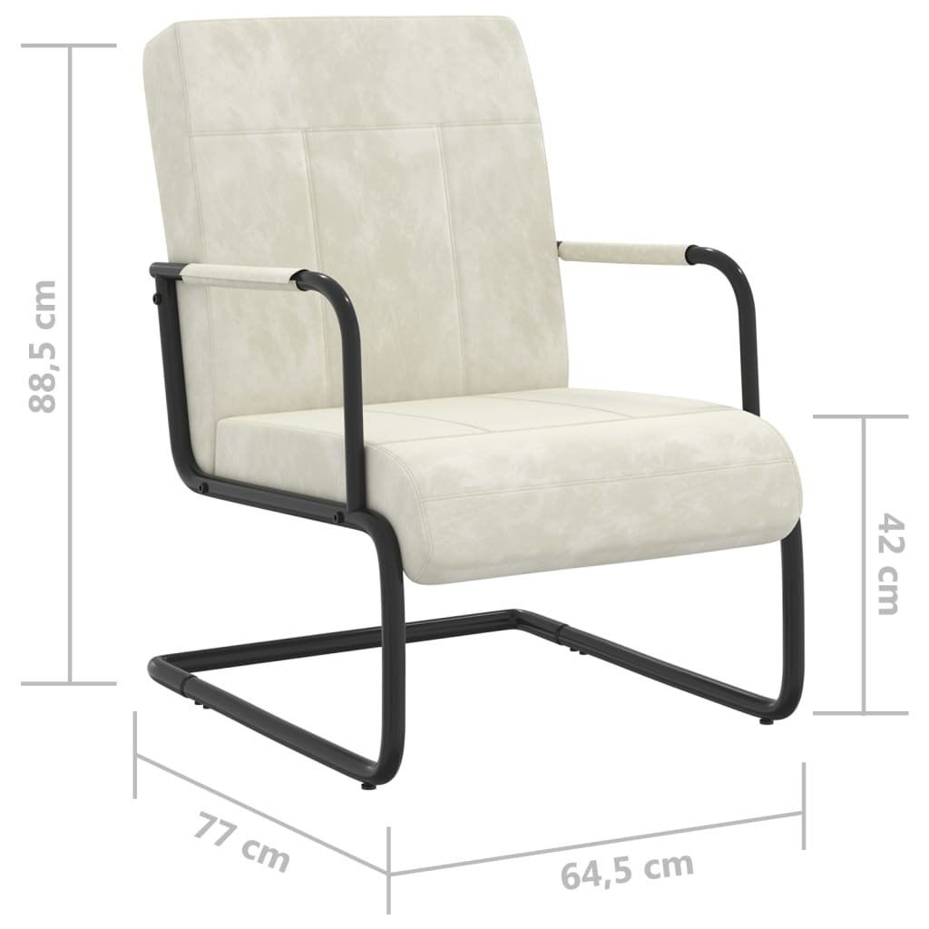 stol med cantilever fløjl cremehvid
