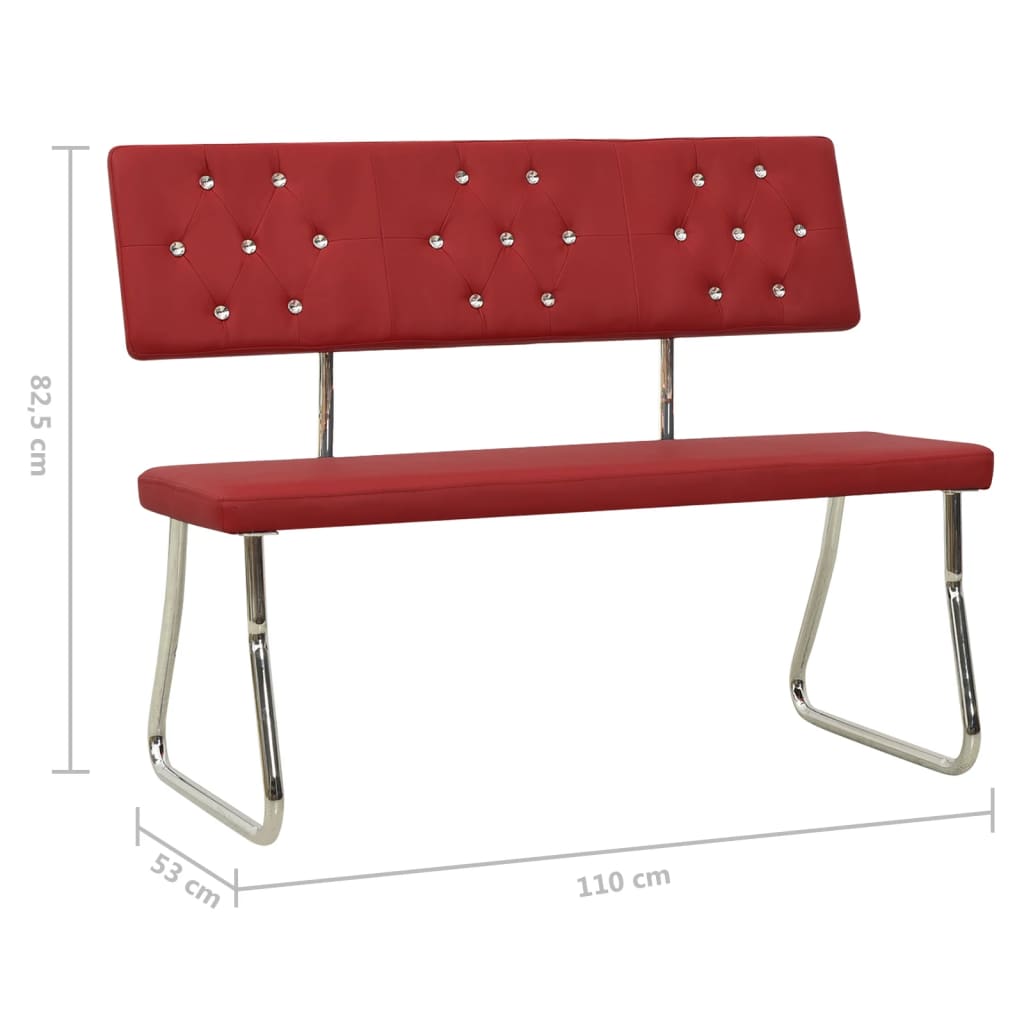 bænk 110 cm kunstlæder vinrød
