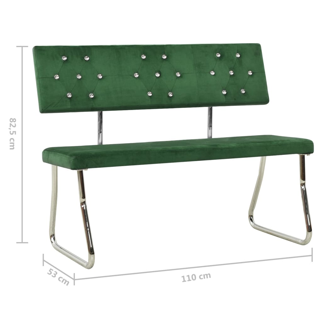 bænk 110 cm fløjl mørkegrøn