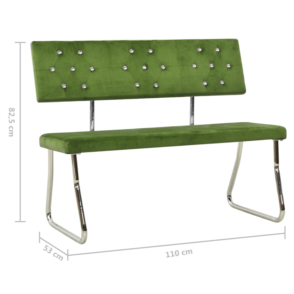 bænk 110 cm fløjl lysegrøn
