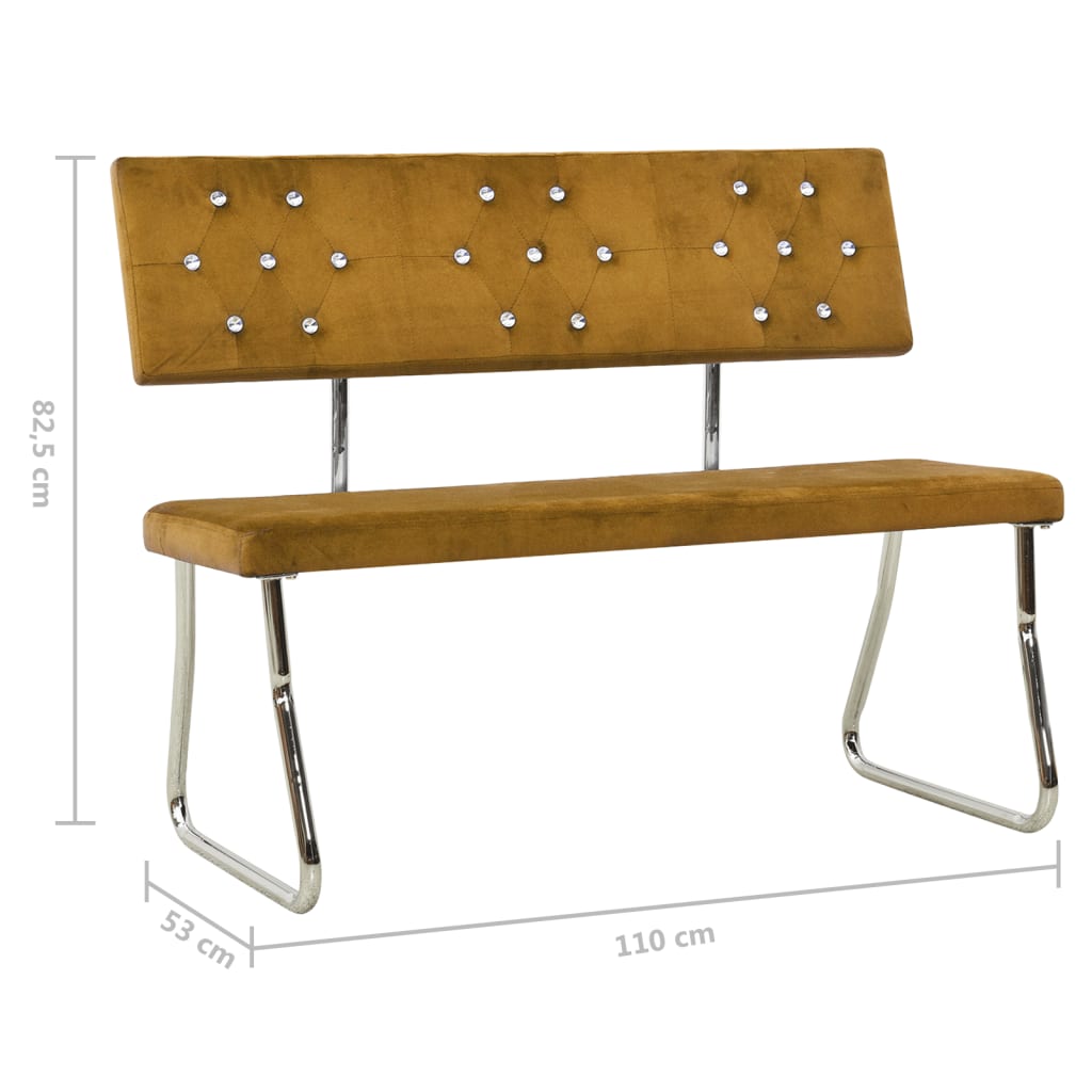 bænk 110 cm fløjl brun