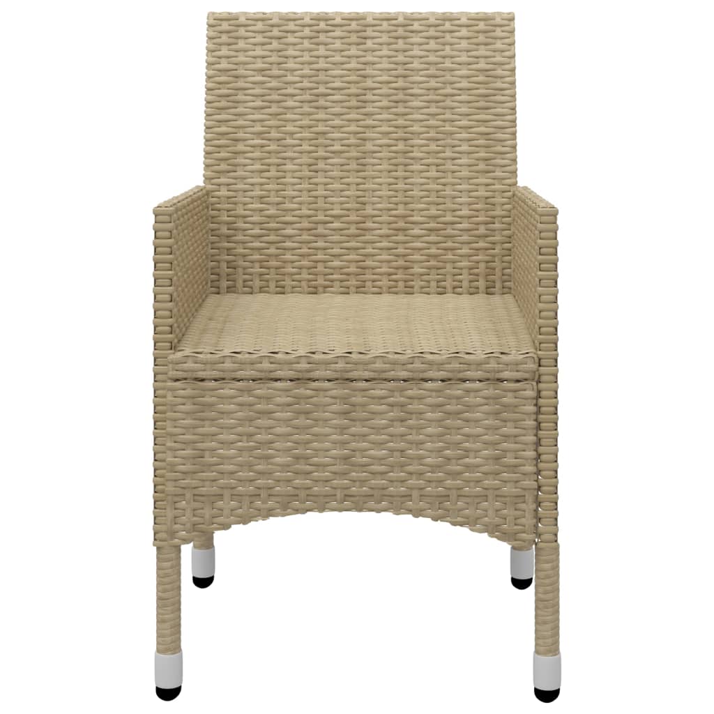 bistrosæt 3 dele polyrattan og hærdet glas beige