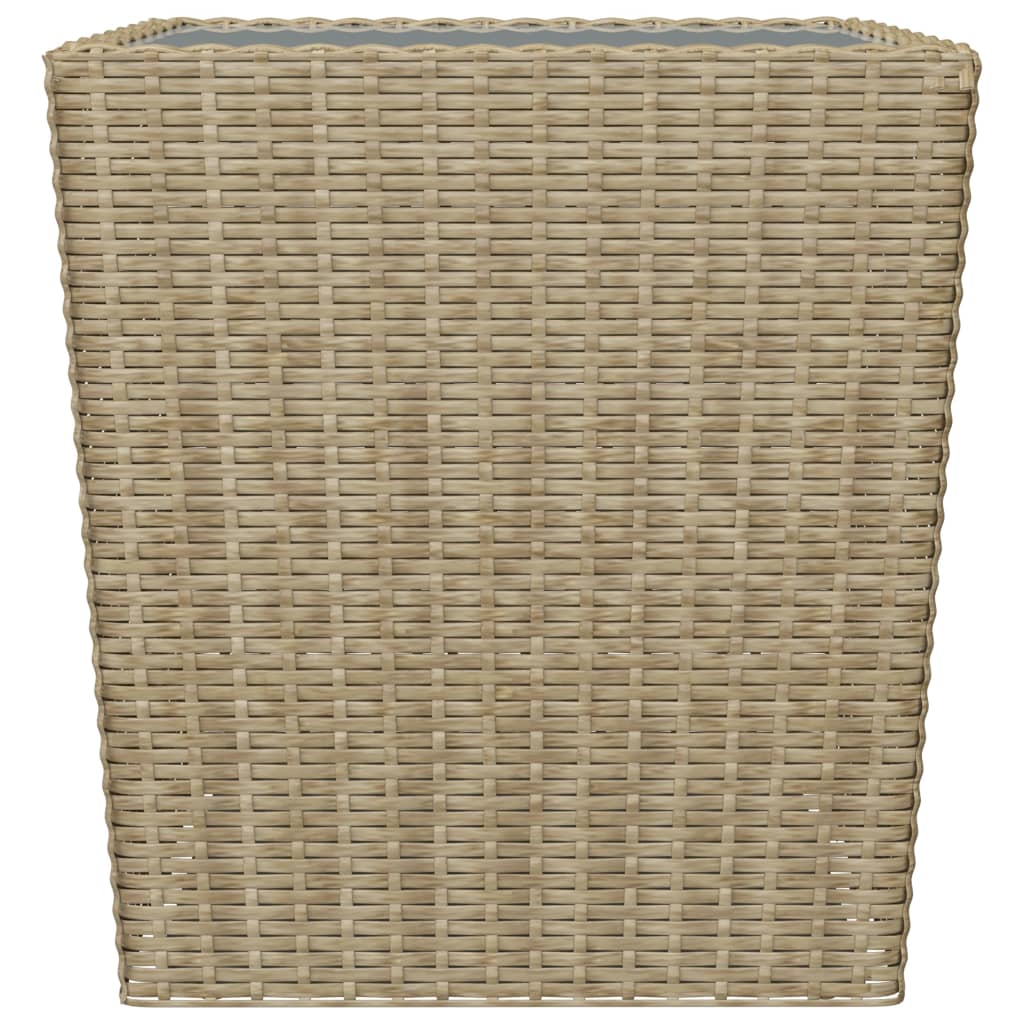 bistrosæt 3 dele polyrattan og hærdet glas beige