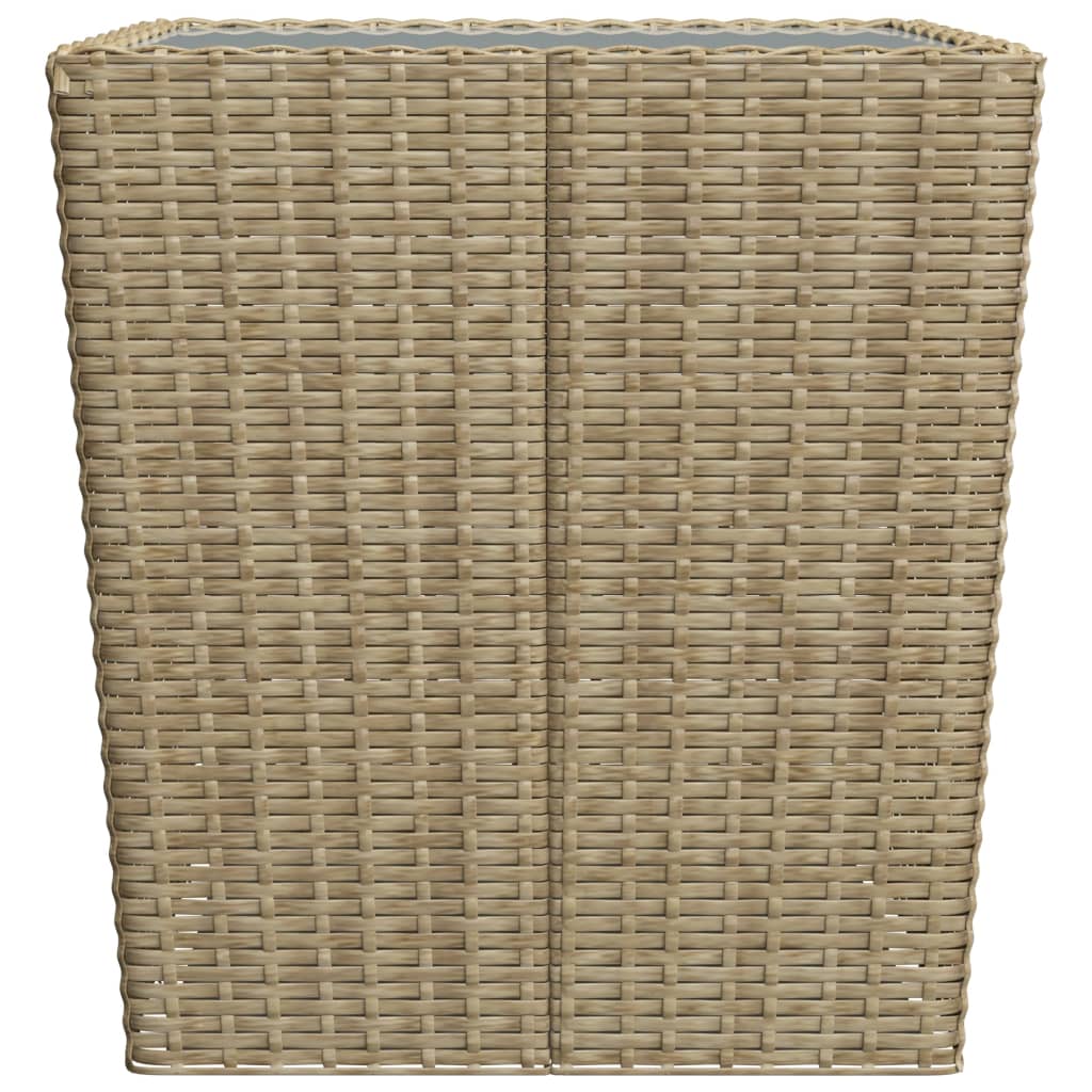 bistrosæt 3 dele polyrattan og hærdet glas beige