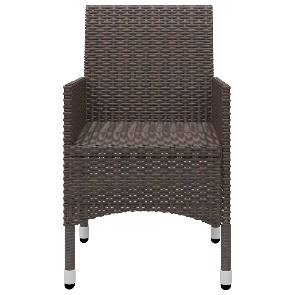 bistrosæt 3 dele polyrattan og hærdet glas brun