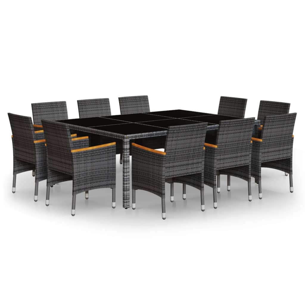 loungesæt til haven 11 dele polyrattan grå