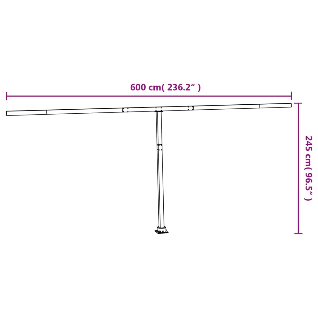 markisestolpesæt 600x245 cm jern antracitgrå