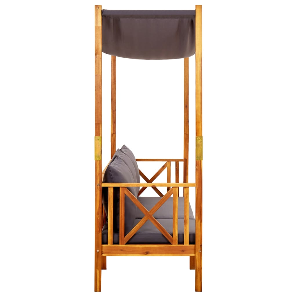 havebænk med baldakin og fodskamler massivt akacietræ