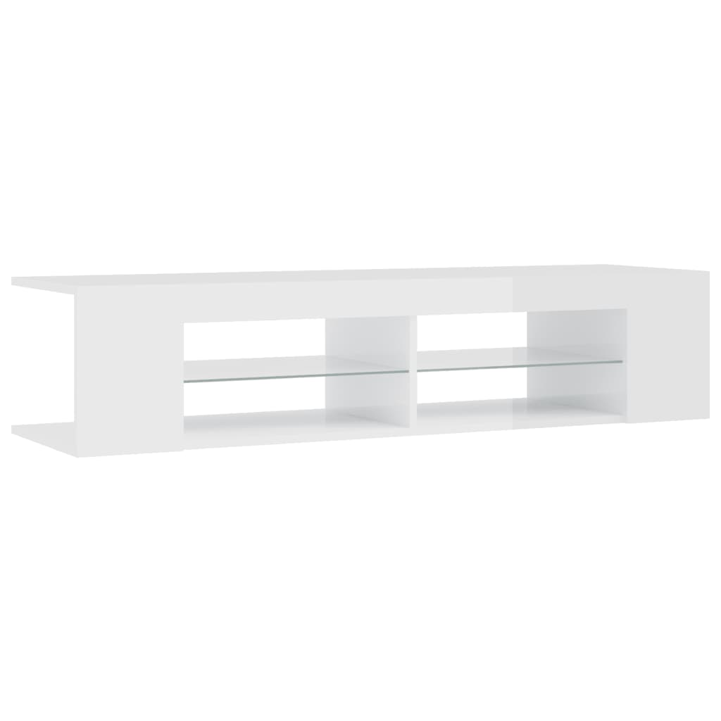 tv-skab med LED-lys 135x39x30 cm hvid højglans