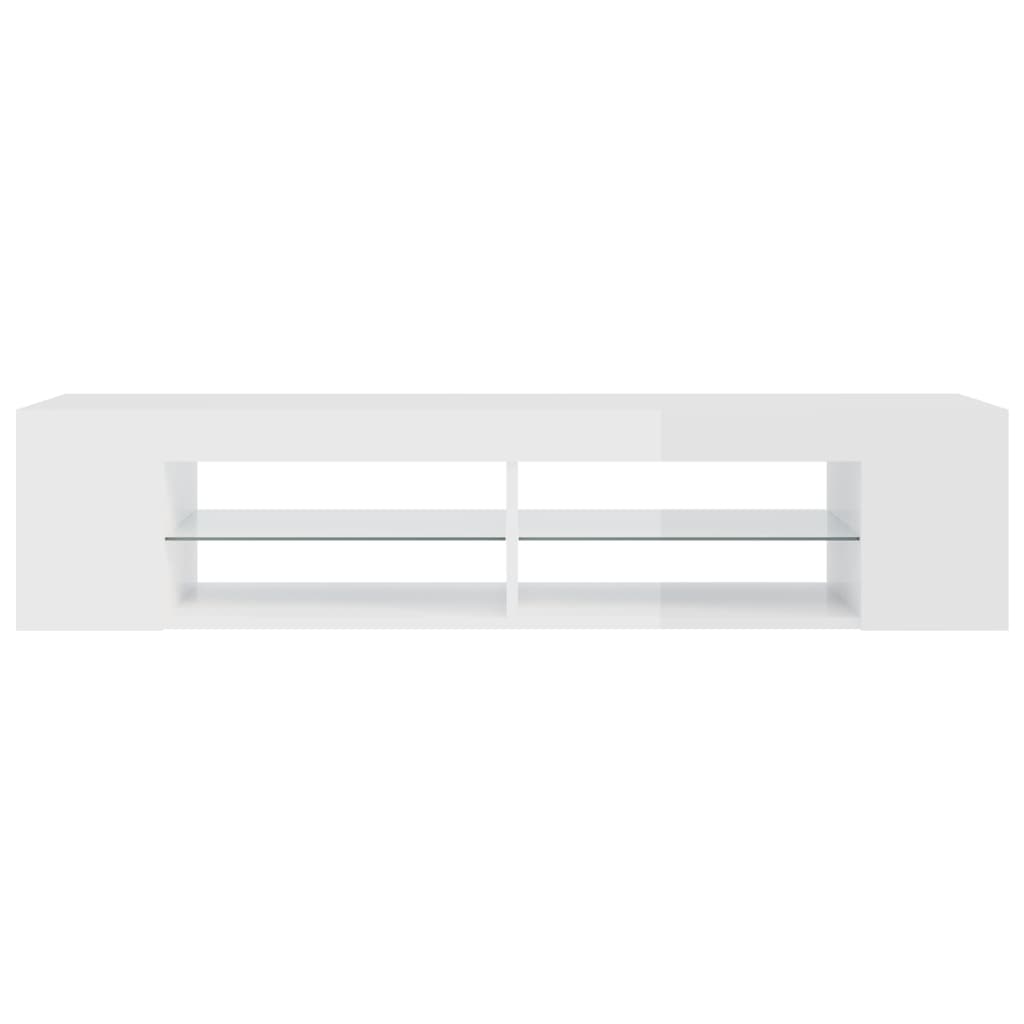 tv-skab med LED-lys 135x39x30 cm hvid højglans