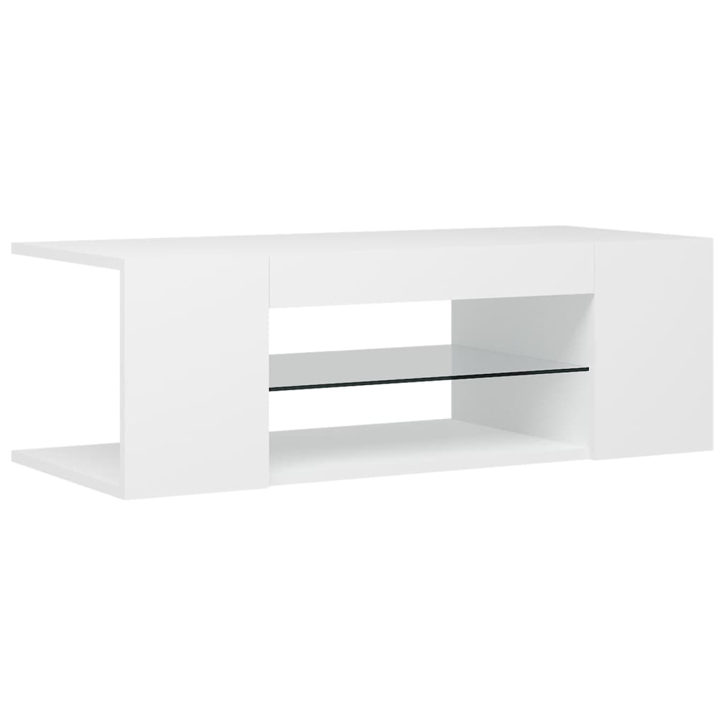 tv-skab med LED-lys 90x39x30 cm hvid