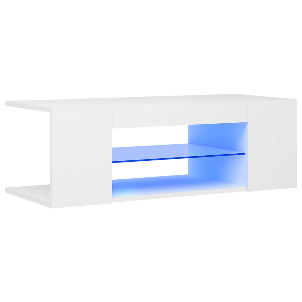 tv-skab med LED-lys 90x39x30 cm hvid