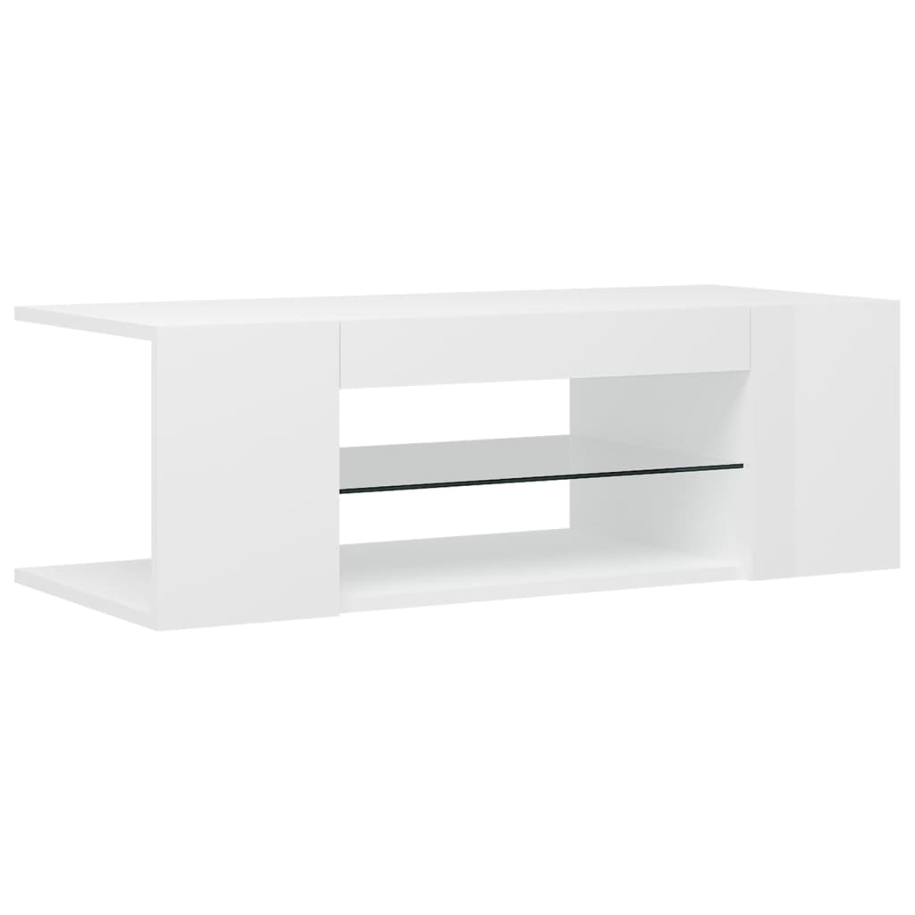 tv-skab med LED-lys 90x39x30 cm hvid højglans