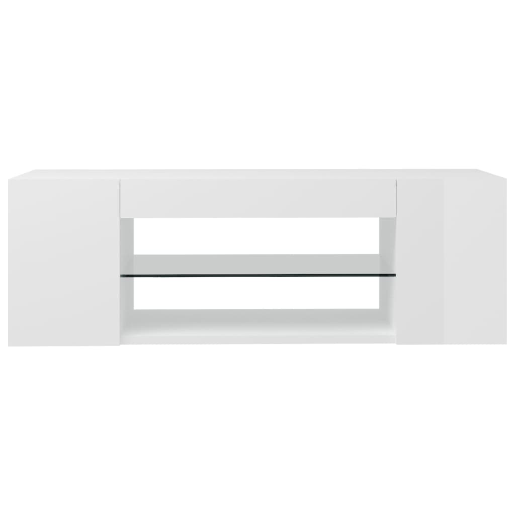 tv-skab med LED-lys 90x39x30 cm hvid højglans