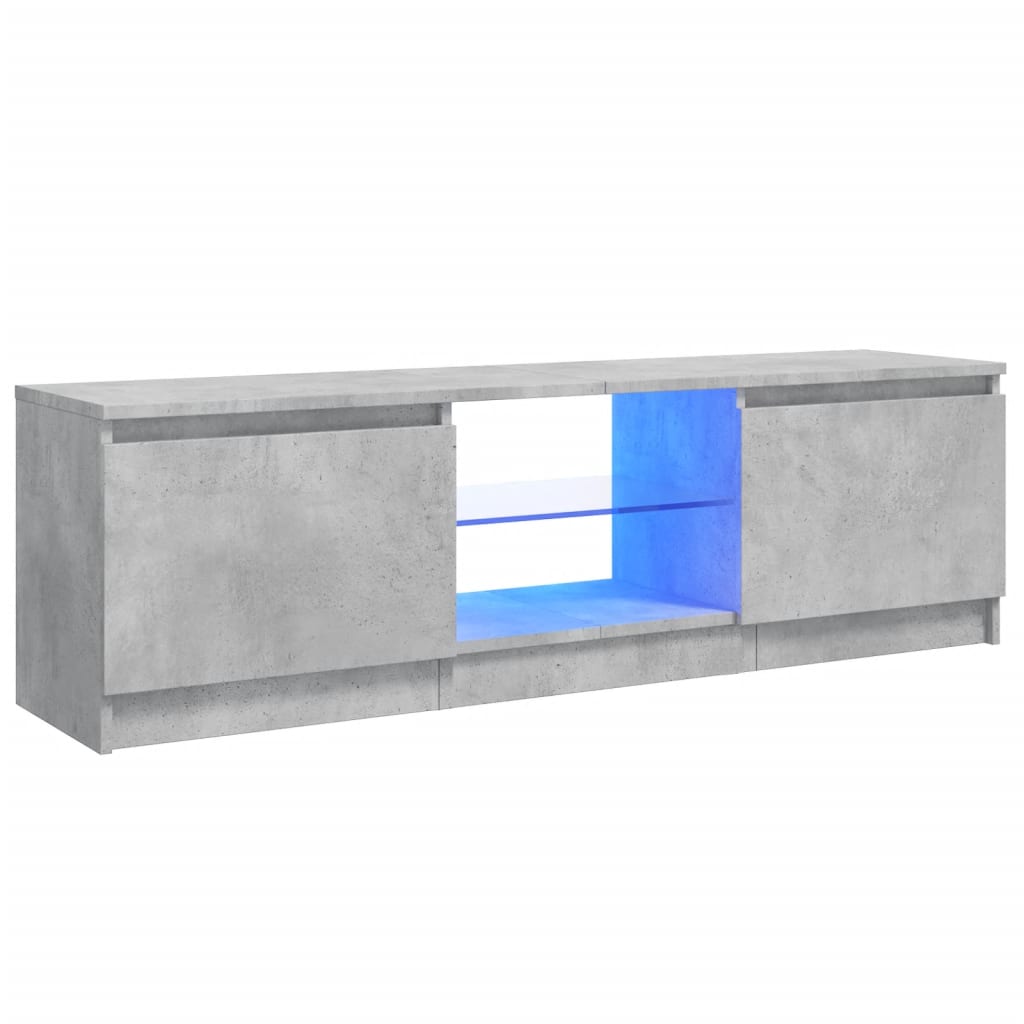 tv-skab med LED-lys 120x30x36 cm betongrå