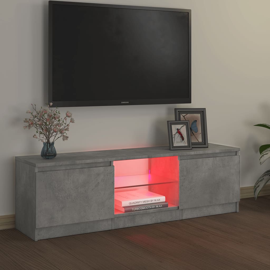 tv-skab med LED-lys 120x30x36 cm betongrå