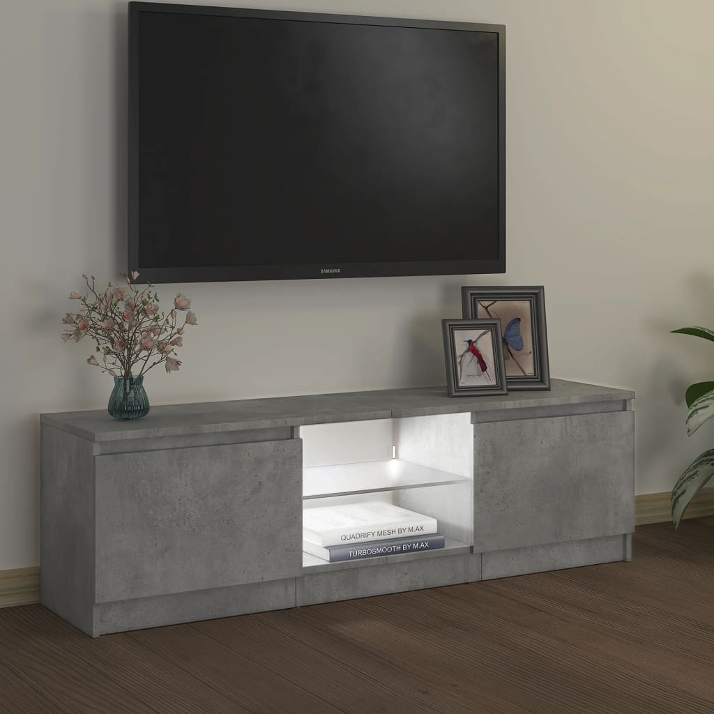 tv-skab med LED-lys 120x30x36 cm betongrå