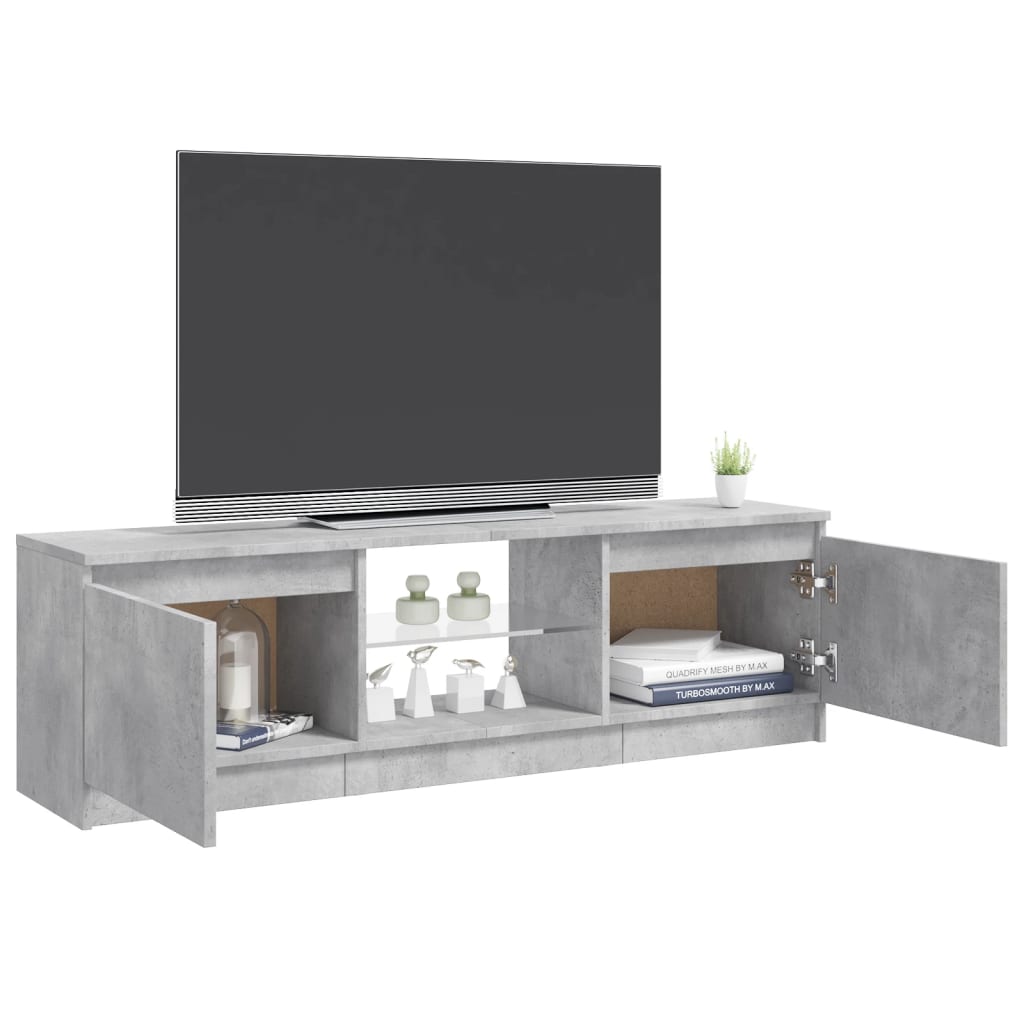 tv-skab med LED-lys 120x30x36 cm betongrå